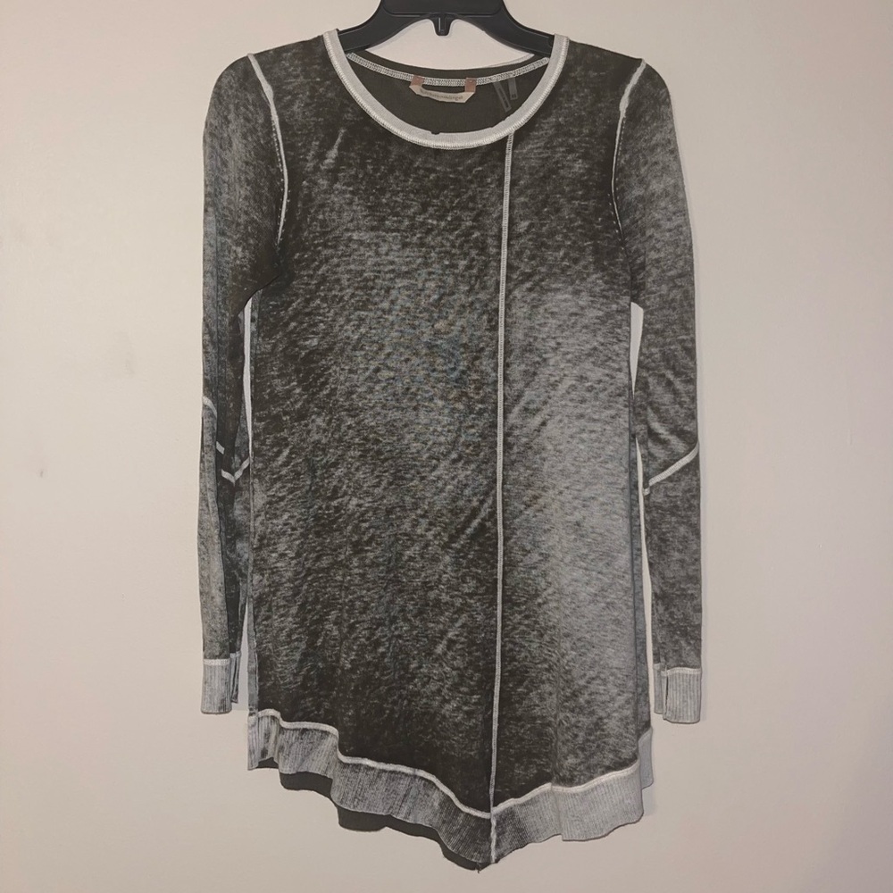 Soft Surroundings Gray/Black Washed-Out Silk Blend Tunic XS